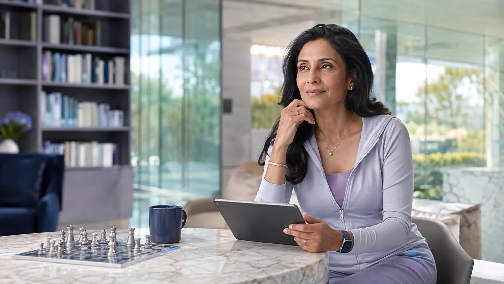 Healthy mature woman strengthening cognitive reserve through learning and strategy